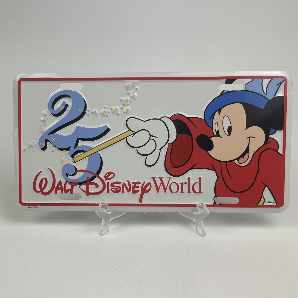 Mickey Mouse Walt Disney World 25th Anniversary License Plate Metal 12x6"